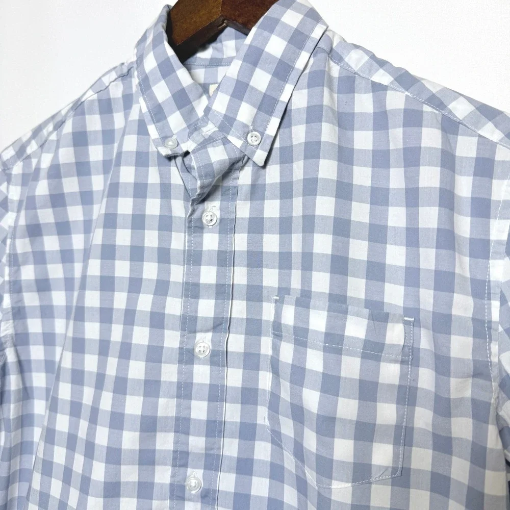 Crewcuts J.Crew Boys Blue Gingham Button Down Shirt Long Sleeve Size 14 J6091